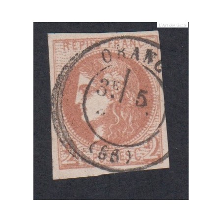 Timbre France n°40B - 1870 Oblitéré signé cote 330 Euros lartdesgents.fr