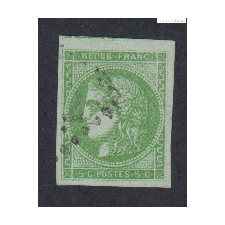 Timbre France n°42B - 1870 Oblitéré signé cote 220 Euros lartdesgents.fr