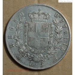 Italie 5 lire argent Victor Emmanuel II 1869 M