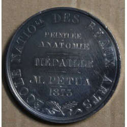 Médaille "écoles nationale des beaux arts 1873, attribué à Pétua (13), lartdesgents.fr