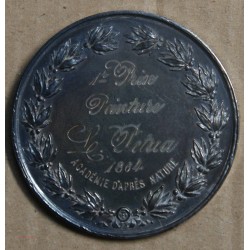 Médaille Argent Napoléon III "1er prix peinture Académie d'après Nature" 1864, attribué à Pétua (19), lartdesgents.fr
