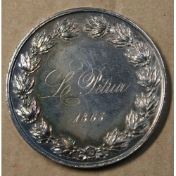 Médaille Argent  "1er prix dessin Cête d'après l'Antique"1863, attribué à Pétua (33), lartdesgents.fr