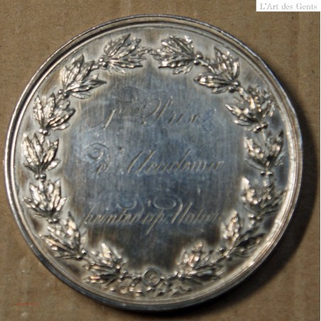 Médaille Argent "1er prix d'Académie peinte d'après nature" 1866, attribué à Pétua (37), lartdesgents.fr