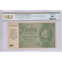 ALLEMAGNE 50 Reichsmark 1933 (1945) Uncancelled PCGS 64 UNC
