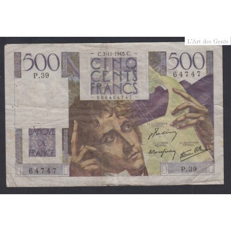 FRANCE 500 FRANCS CHATEAUBRIAND 7-11-1975 N° P.39 64747, lartdesgents.fr