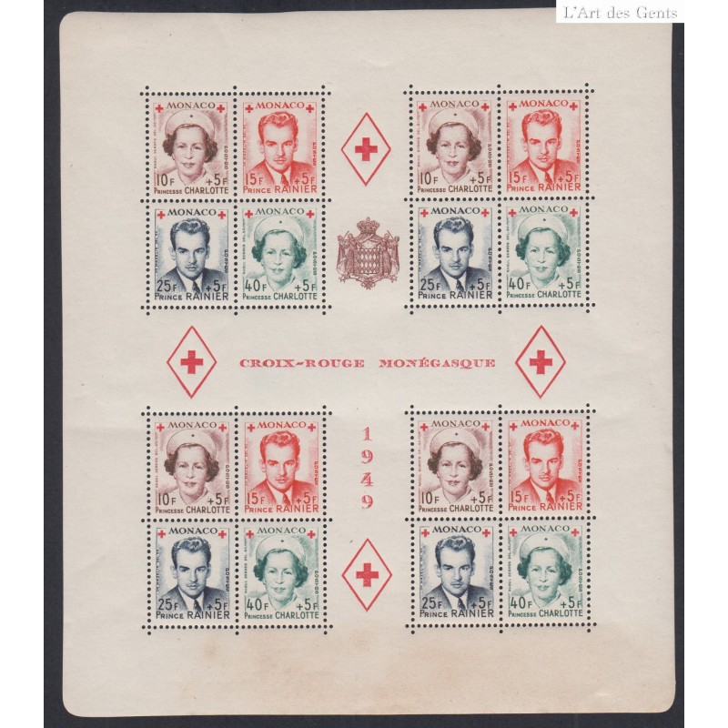 MONACO 1949 Bloc de 16 timbres -N°334A à 337A  - Cote 480 Euros NEUF** Lartdesgents.fr