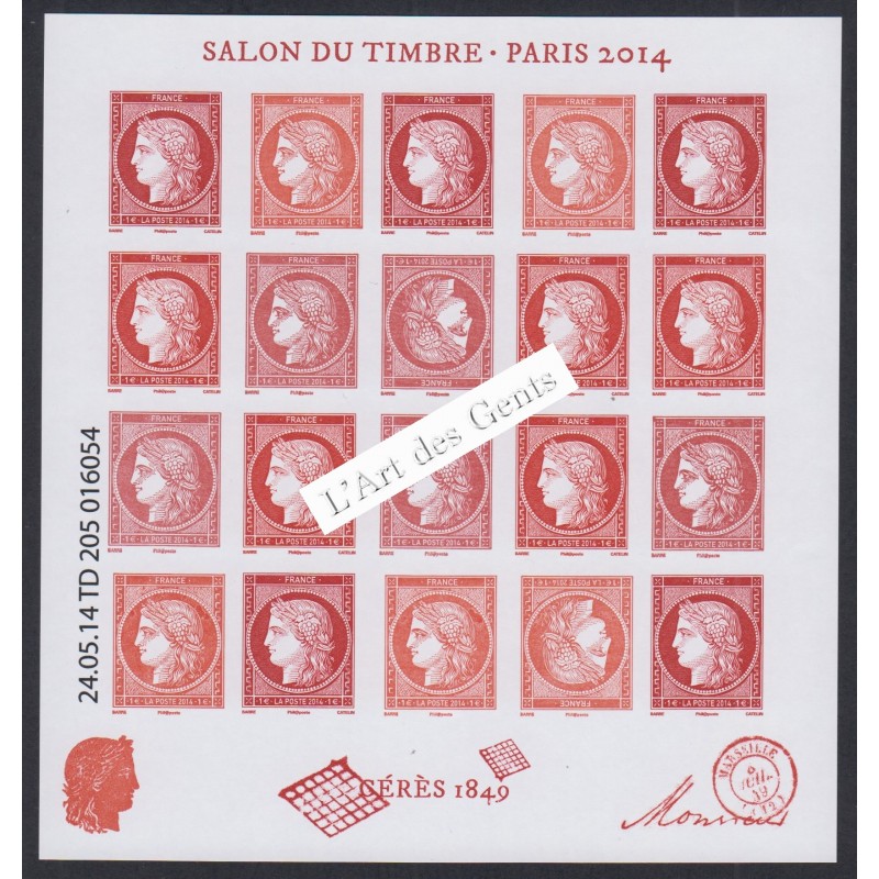Feuillet France F4871 Cérès Rouge - salon du timbre Paris 2014  Neuf** lartdesgents.fr