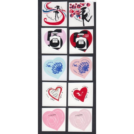 Autoadhésifs 2020 à 2024- Saint Valentin - Coeurs - 10 Timbres Neufs** luxe - lartdesgents.fr