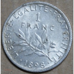 FRANCE SEMEUSE 1 franc 1898, SUP, Cote 40€, lartdesgents.fr