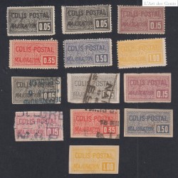 lot 13 Timbres colis postaux - n°15 à n°27 - 1918-20 - Neufs et oblitérés - Cote 629 Euros- lartdesgents