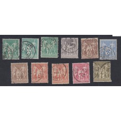 Série 11 Timbres n°63 à 72 Sage 1876 oblitérés -  cote 540 Euros lartdesgents.fr