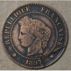 France Cérès Fautée - 2 centimes 1897 coin affaissé, lartdesgents.fr