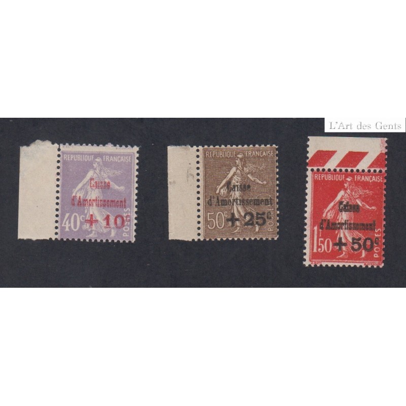 Timbres Caisse Amortissement n°249-n°267 et n°277  - Neufs** signés - cote 410 Euros lartdesgents