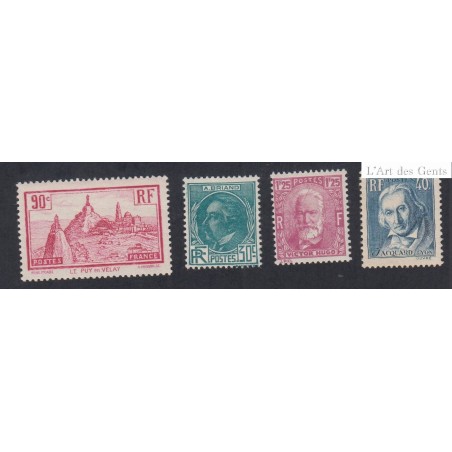 Lot de 4 timbres de 1933-1934 n°290-291-293-295 NEUF* Cote 63 Euros lartdesgents