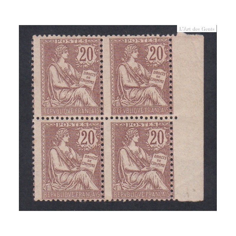 Bloc de 4 Timbres Type mouchon retouché N°126 - 1902 Neuf**  cote 1600 Euros lartdesgents