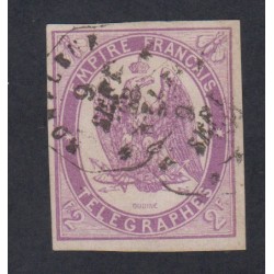 Timbre Télégraphe - n°4 - 1868 Non Dentelé Oblitéré Signé cote 225 Euros lartdesgents.fr