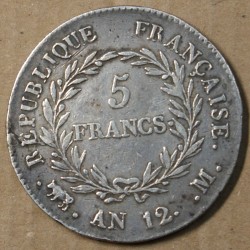 CONSULAT, 5 Francs NAPOLEON EMPEREUR, AN 12 M. lartdesgents.fr