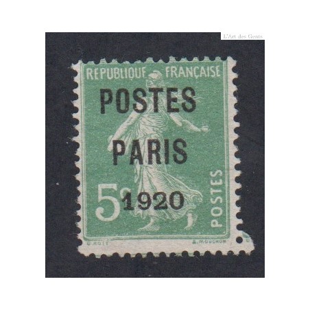 Timbre France Préoblitéré n°24a - cote 180 Euros - signé calvès - lartdesgents.fr