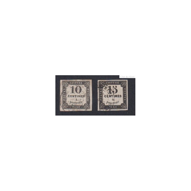 Lot de 2 Timbres Taxe n°2 et 3 - Oblitérés - Cote 35 Euros - lartdesgents.fr