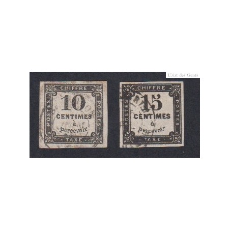 Lot de 2 Timbres Taxe n°2 et 3 - Oblitérés - Cote 35 Euros - lartdesgents.fr
