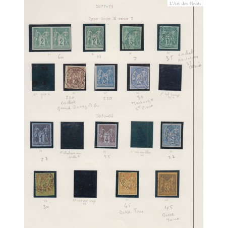 Timbres type Sage n°31 à n°45 sauf 32-36a-38-40 et 43 Oblitérés ou neufs - cote 808 Euros - lartdesgents