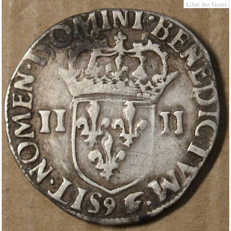 QUART d'écu HENRI III 1587 RENNES, croix de face, LARTDESGENTS.FR