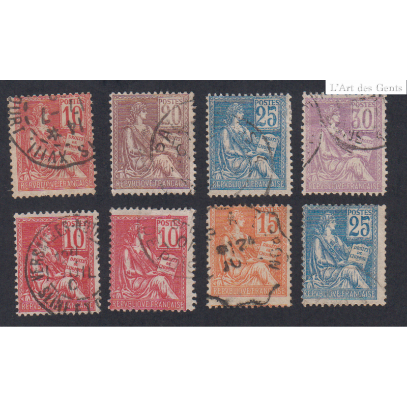 Série 8 Timbres Mouchon n°112 à n°118 Oblitérés - cote 47 Euros lartdesgents.fr