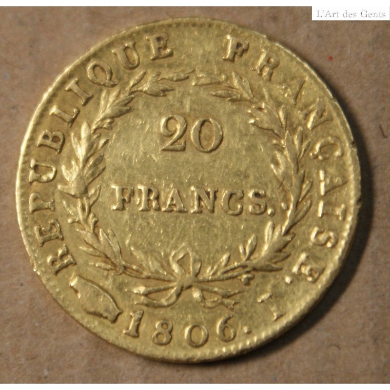 France Napoléon Ier 20 Francs or 1806 I Limoges, lartdesgents.fr