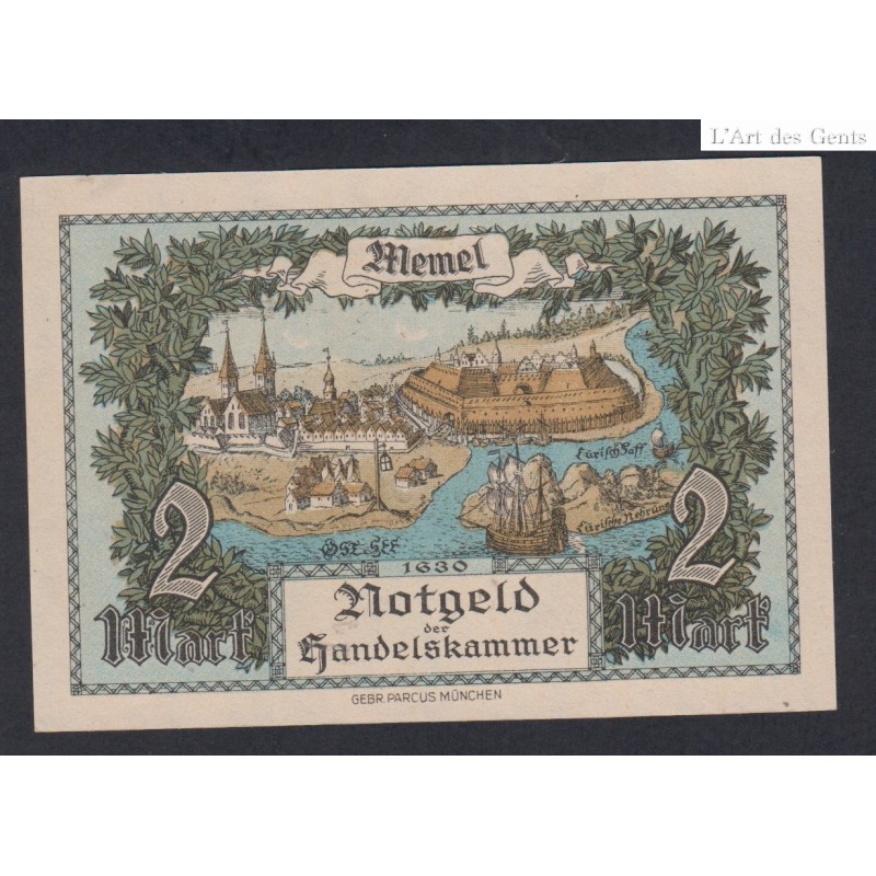NOTGELD Memel 2 mark 22 février 1922, French AdministrationPost WWI