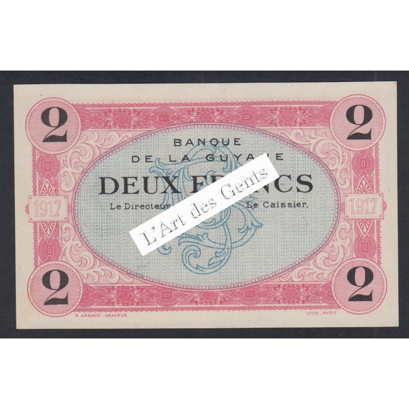 Billet de 2 Francs GUYANE 1917 P.06s Neuf, lartdesgents.fr