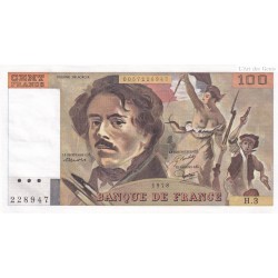 Billet France 100 Francs Delacroix 1978, H.3 228947 UNC, cote 140 euros,  lartdesgents