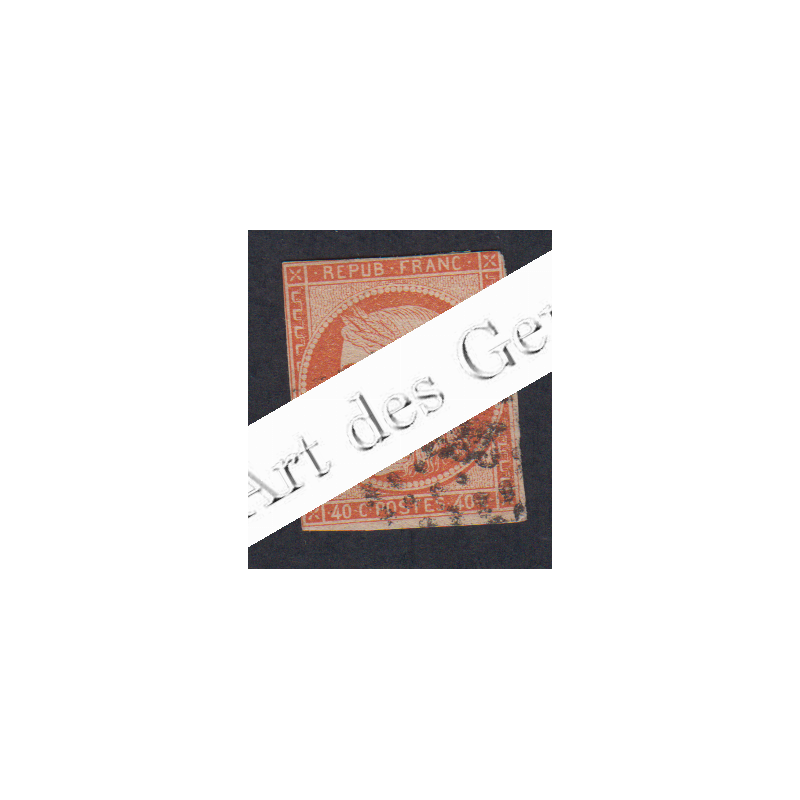 Timbre N°5 type Cérès -  40 c. orange - oblitéré - signé - cote 500 Euros lartdesgents.fr