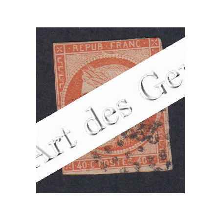 Timbre N°5 type Cérès -  40 c. orange - oblitéré - signé - cote 500 Euros lartdesgents.fr