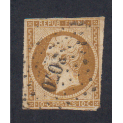 Timbre France n°9 Louis Napoléon 1852 Oblitéré Signé cote 850 Euros lartdesgents