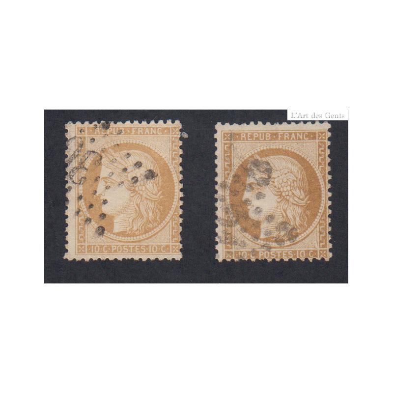 Timbres France n°36 et 36a Cérès1870 Oblitérés Signés - cote 230 Euros lartdesgents.fr