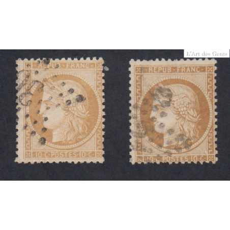 Timbres France n°36 et 36a Cérès1870 Oblitérés Signés - cote 230 Euros lartdesgents.fr