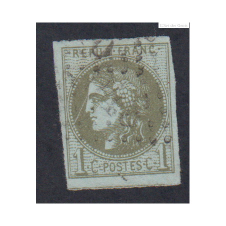 Timbre France n°39C - 1870 Oblitéré signé cote 175 Euros lartdesgents.fr