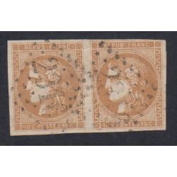Paire de timbres n°43A , 10c. bistre report 1, nov 1870 Oblitérés signés cote 220 Euros lartdesgents.fr