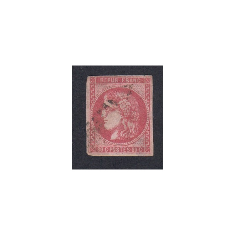 Timbre n°49b, 80 c. rose vif, déc 1870, oblitéré Signé cotcote 420 Euros  lartdesgents