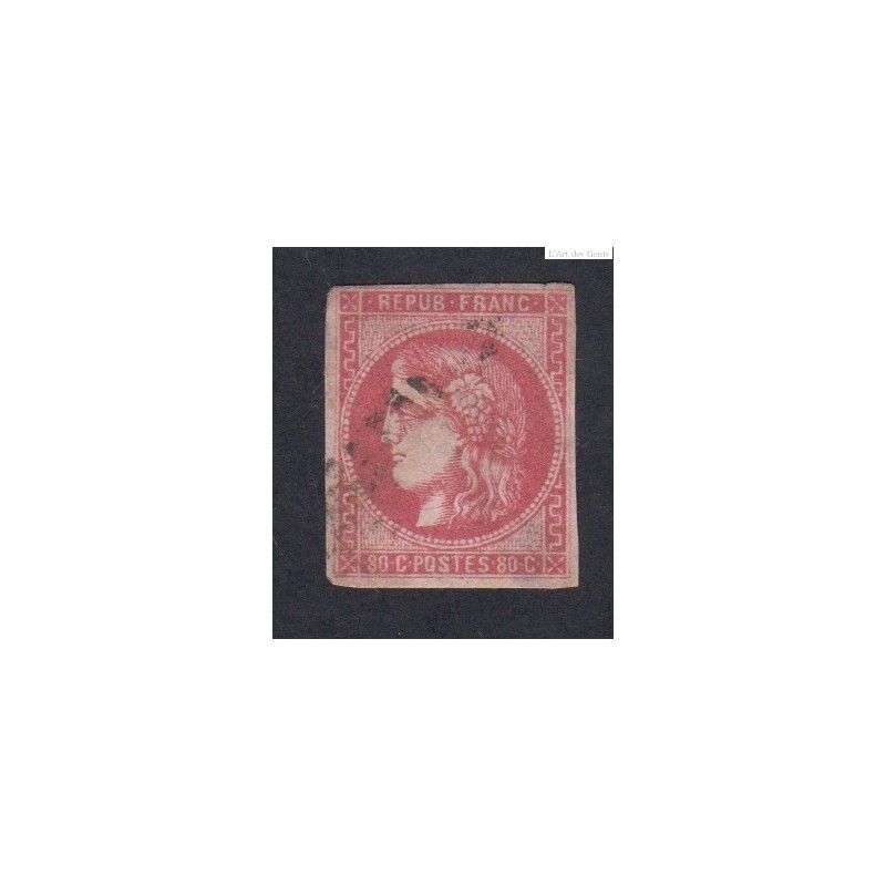 Timbre n°49b, 80 c. rose vif, déc 1870, oblitéré Signé cotcote 420 Euros  lartdesgents