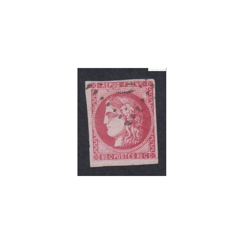 timbre n°49c, 80 c. rose carminé, déc 1870, oblitéré Signé cote 550 Euros  lartdesgents.fr