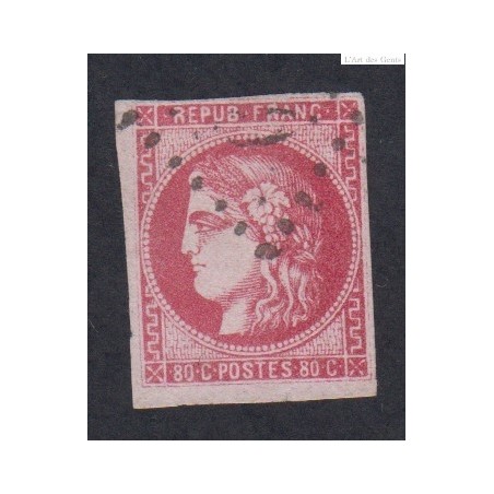 timbre n°49c, 80 c. rose carminé, déc 1870, oblitéré Signé cote 550 Euros  lartdesgents.fr