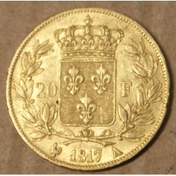 France LOUIS XVIII 20 Francs or 1817 A, lartdesgents.fr