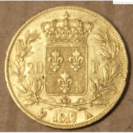 France LOUIS XVIII 20 Francs or 1817 A, lartdesgents.fr