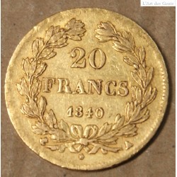 France LOUIS PHILIPPE Ier 20 Francs or 1840 A , lartdesgents.fr