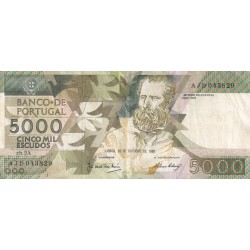 Billet Portugal 5000 escudos 1988- n°ch. 2A AJD 043829- lartdesgents.fr