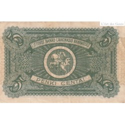 BILLET LITHUANIE 5 CENTAI 1922,  PICK 2a GRADE XF