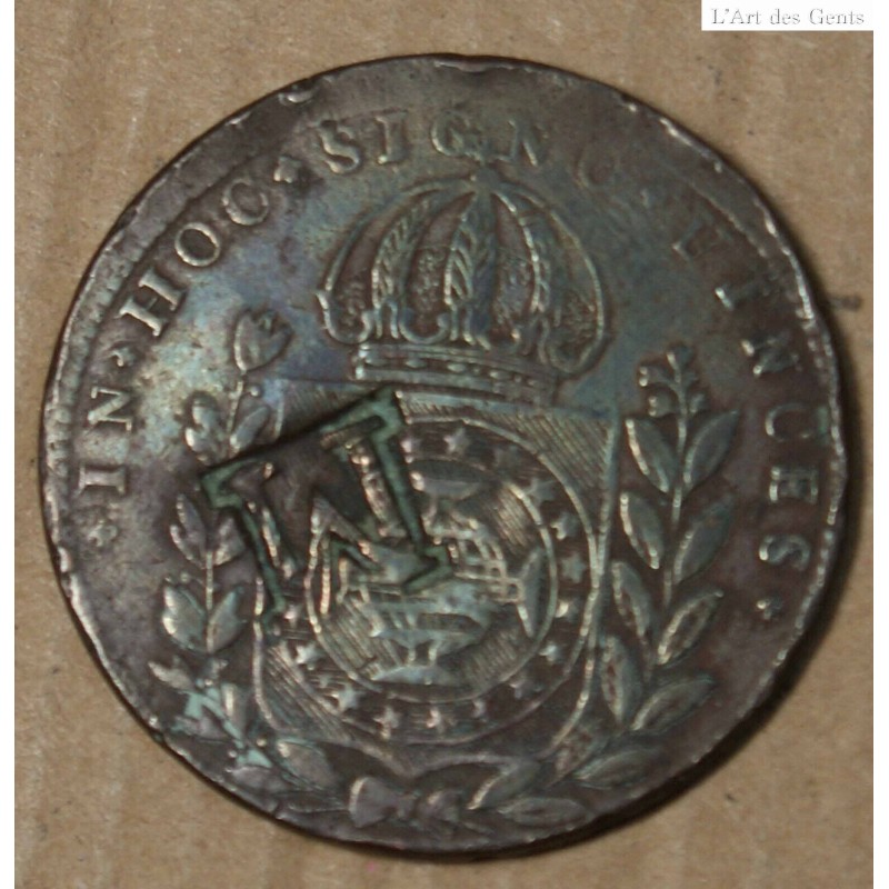 rare Maranhao. Pedro I "Counterstamped M" 40 reis 1824 , lartdesgents.fr