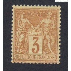 Timbre France N°86 - 3 c. bistre-jaune  -Type Sage (Type II)  Neuf** - cote 330 Euros lartdesgents.fr