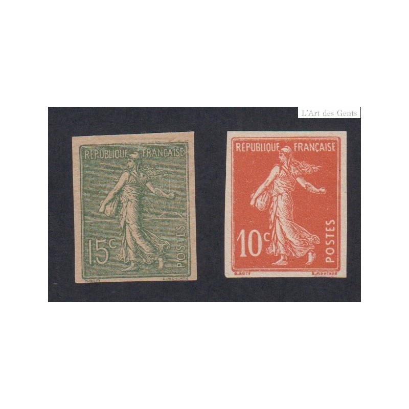 Timbres non dentelés France Type Semeuse N°130g et 138g - 1903-1906 Neufs - Signés -  cote 195 Euros lartdesgents.fr